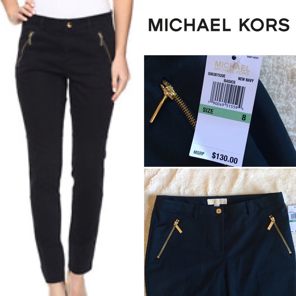 NWT MICHAEL Michael Kors Navy Zipper Pants